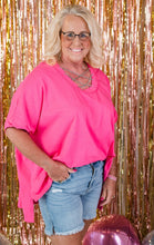 Load image into Gallery viewer, Pink Criss Cross Jewel Chain Tee