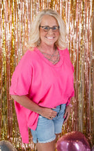 Load image into Gallery viewer, Pink Criss Cross Jewel Chain Tee