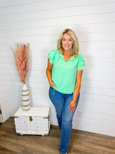 Load image into Gallery viewer, Key Lime Ruffle Sleeve Top