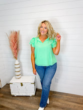 Load image into Gallery viewer, Key Lime Ruffle Sleeve Top
