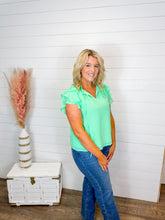 Load image into Gallery viewer, Key Lime Ruffle Sleeve Top