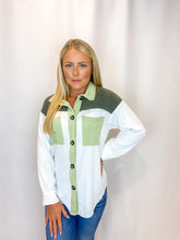Load image into Gallery viewer, Alana Color Block Button Up Lightweight Shacket
