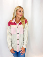 Load image into Gallery viewer, Alana Color Block Button Up Lightweight Shacket
