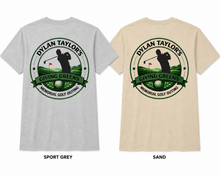 Load image into Gallery viewer, Front &amp; Back Banner &amp; Round Golfer/Golf Cart Logo Gildan Tee
