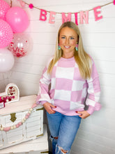 Load image into Gallery viewer, Crushing on You Pink Checkered Sweater
