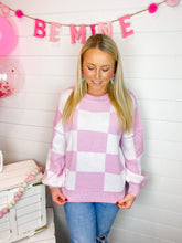 Load image into Gallery viewer, Crushing on You Pink Checkered Sweater
