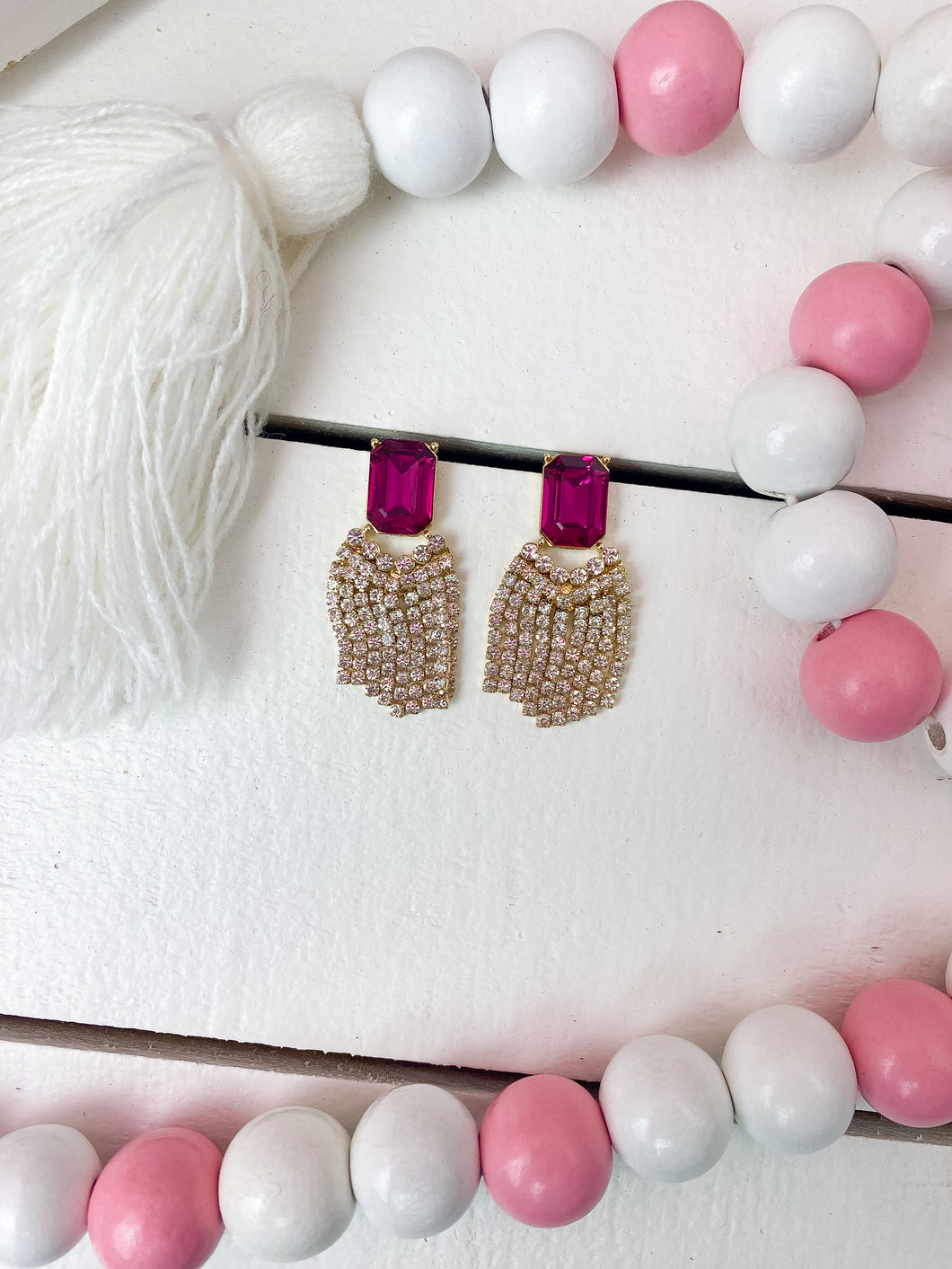 Cupid's Rhinestone Tassel Earrings