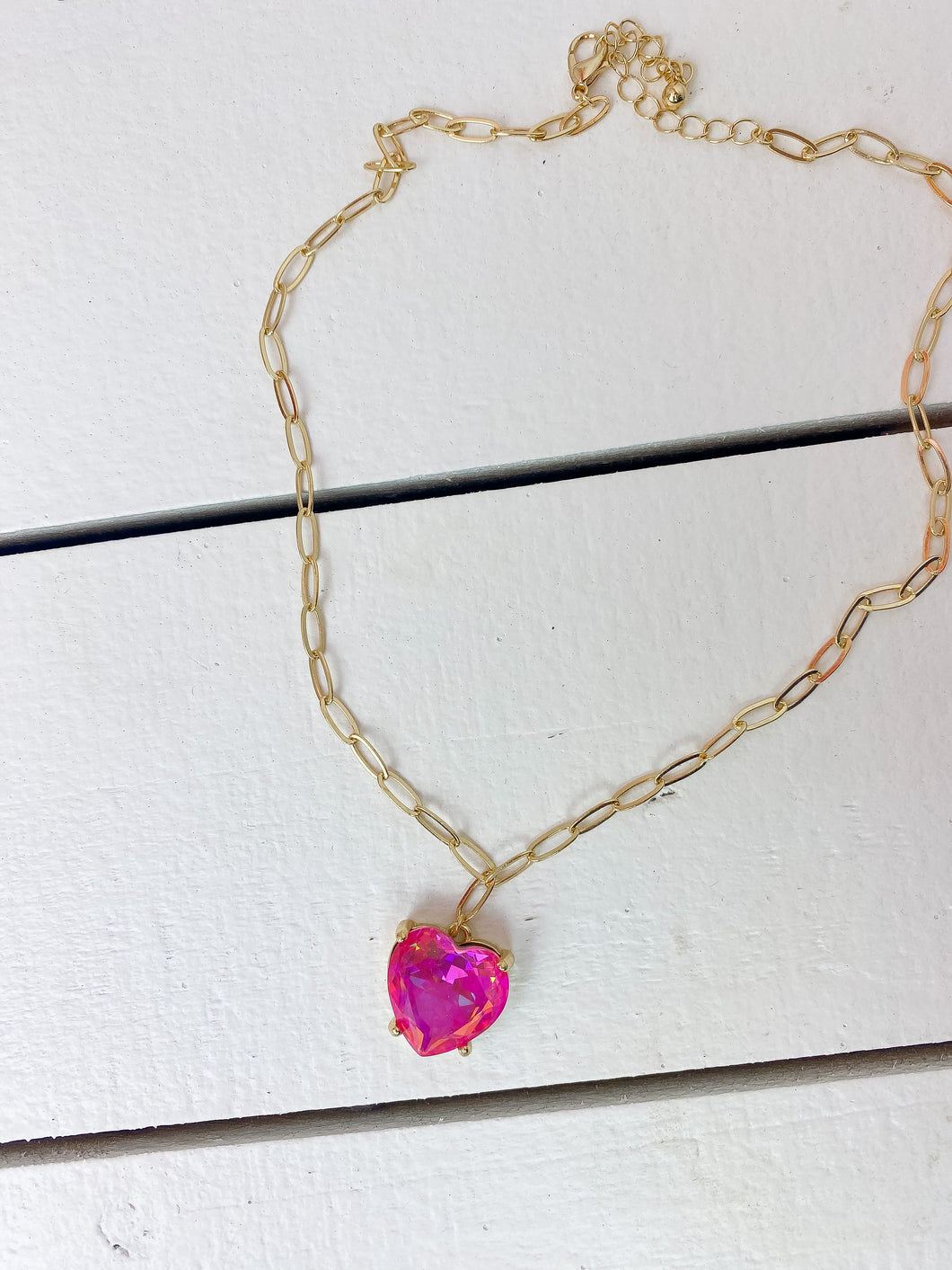 Crystal Heart Link Necklace