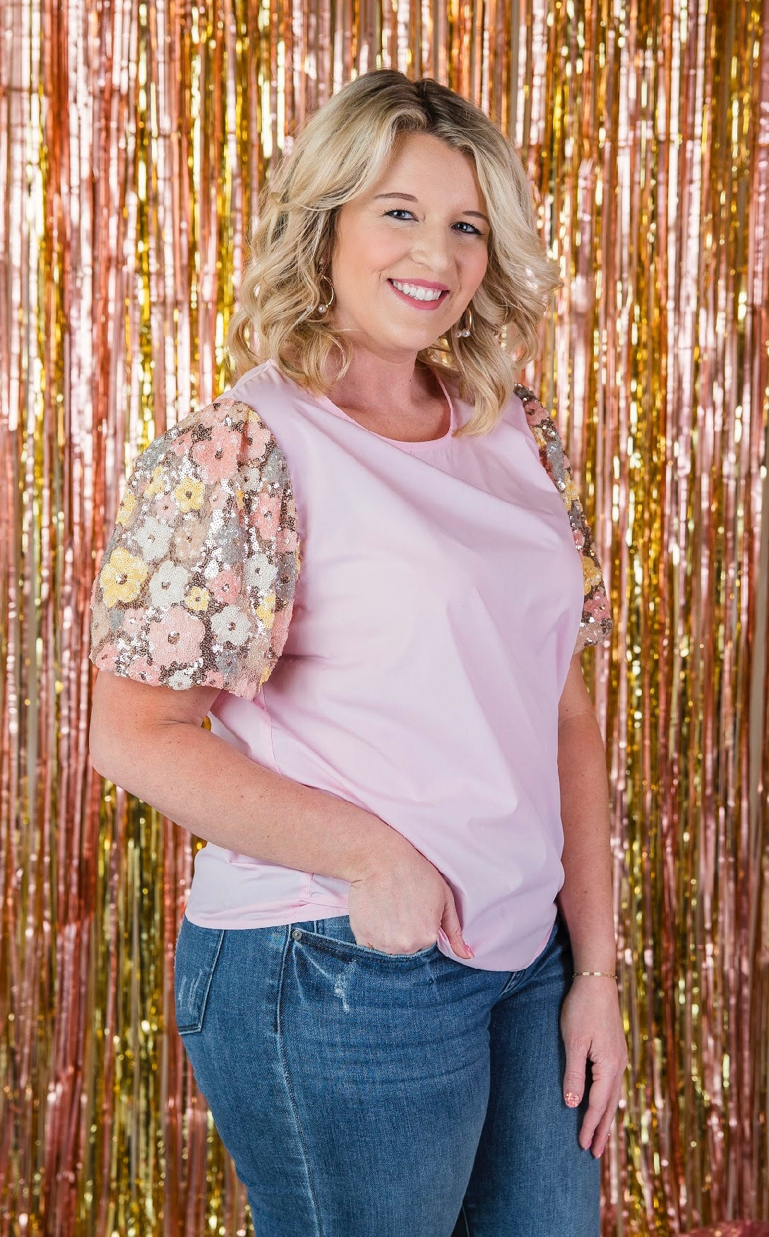Shimmer \u0026 Shine Floral Sequin Puff Sleeve Top – Shimmer \u0026 Sheek Boutique