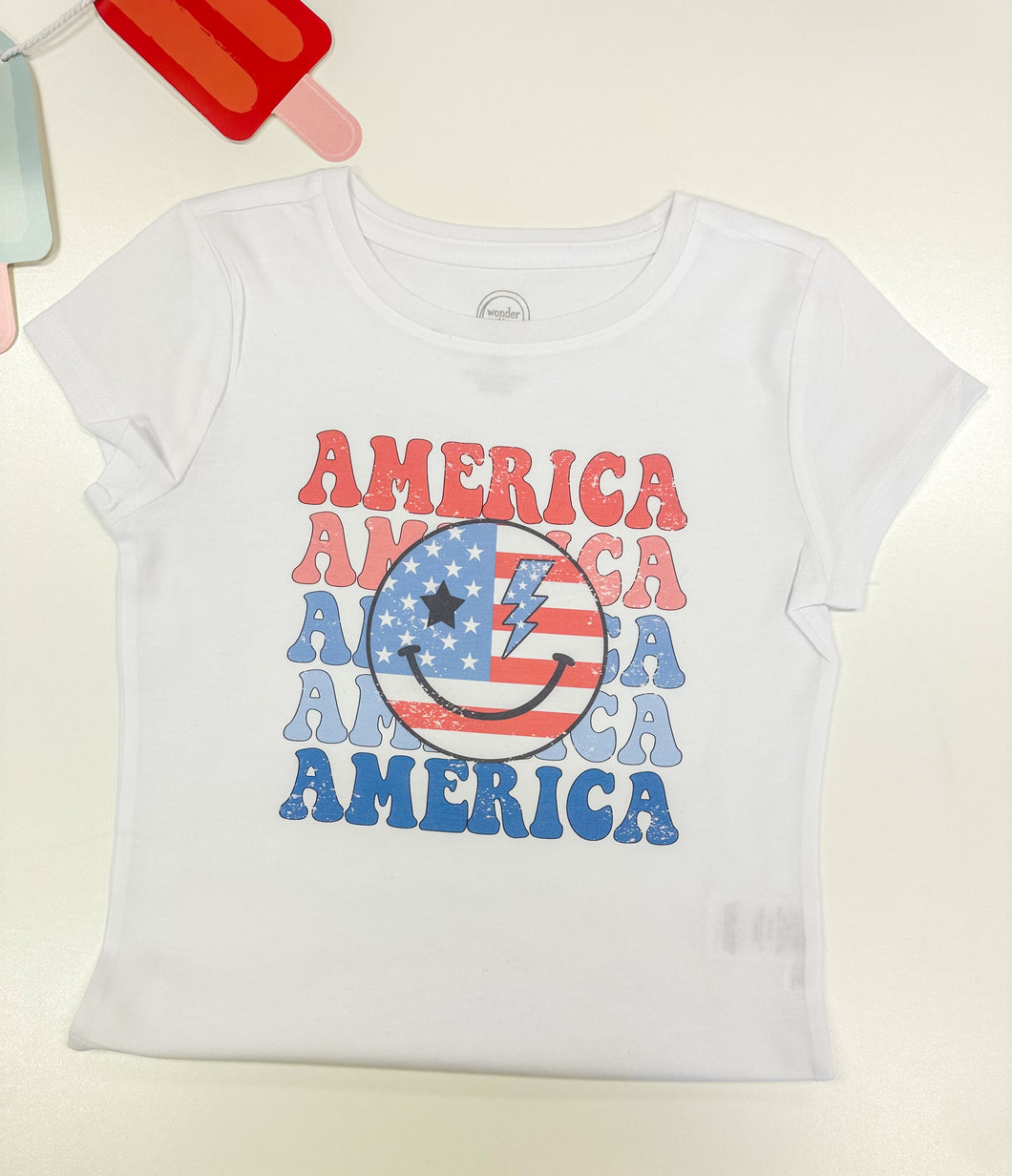 Youth/Adult Smiley Face America Graphic Tee