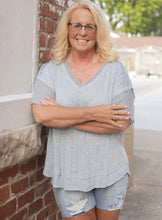 Load image into Gallery viewer, Coastal Breeze Crochet Sleeve Top
