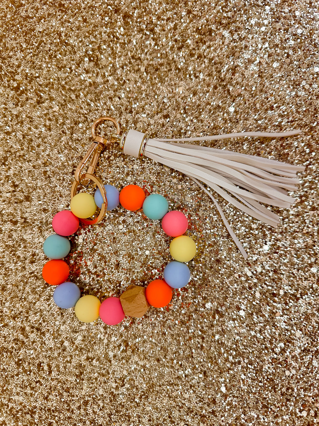 Rubber Bead Tassel Key Ring