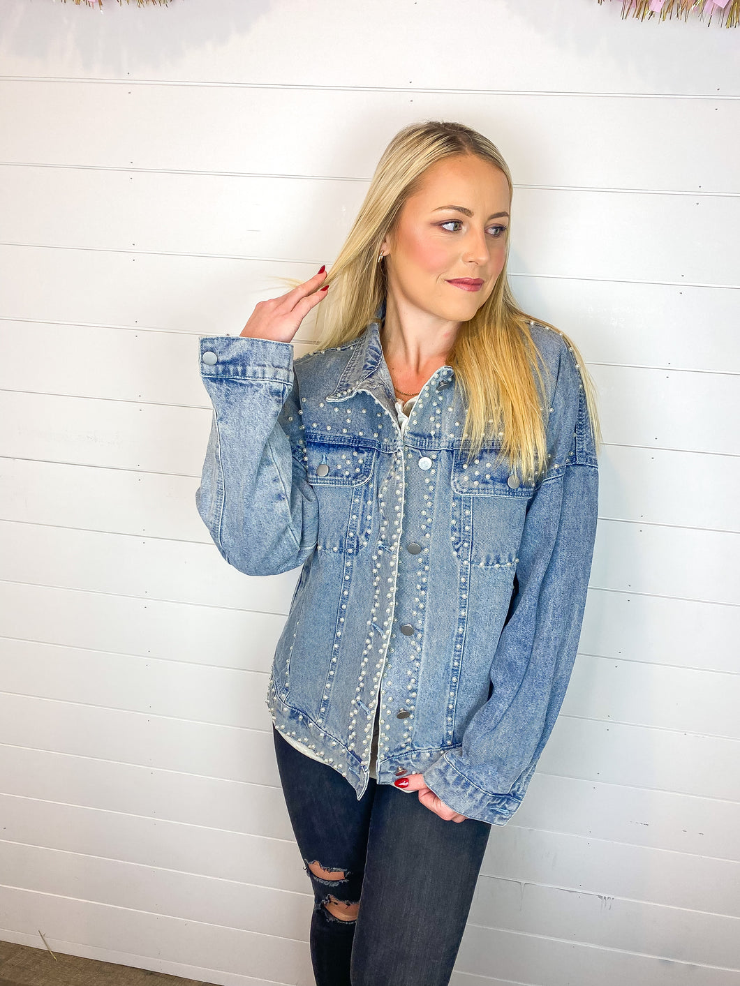 Star of the Show Pearl Denim Jacket