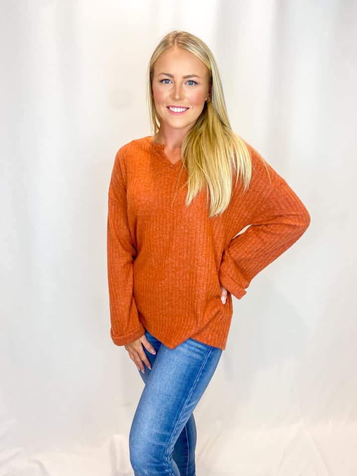 Pumpkin Spice Ribbed Sweater